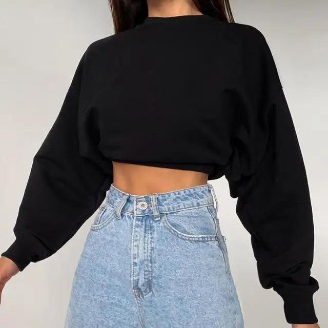 Stylish Women's Neon Crop Sweatshirt - Casual Pullover