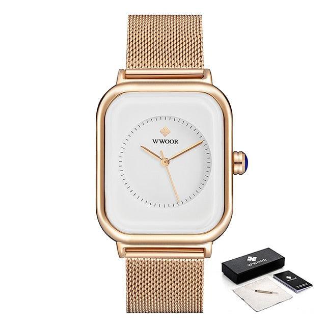 Montre à Quartz Rectangulaire Minimaliste Élégante pour Femme