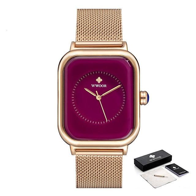 Montre à Quartz Rectangulaire Minimaliste Élégante pour Femme