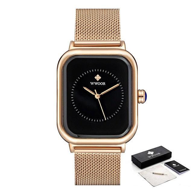 Montre à Quartz Rectangulaire Minimaliste Élégante pour Femme