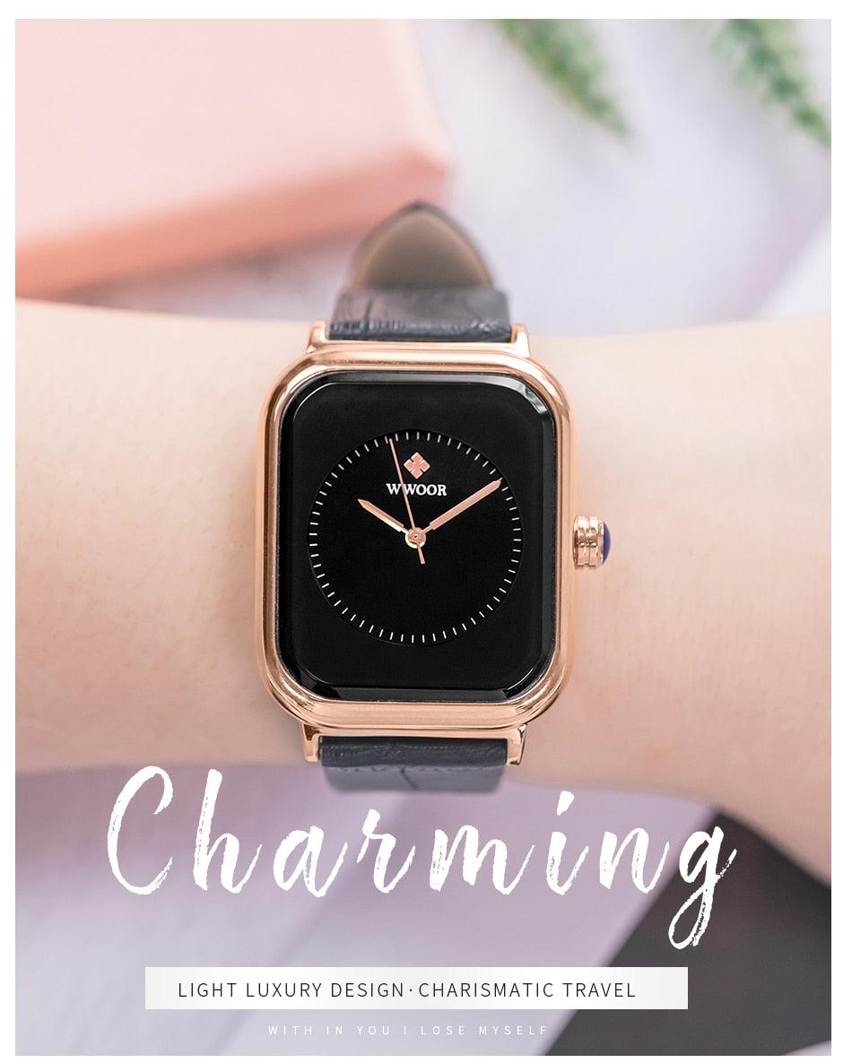 Montre à Quartz Rectangulaire Minimaliste Élégante pour Femme