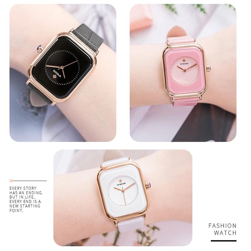 Montre à Quartz Rectangulaire Minimaliste Élégante pour Femme