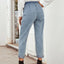 Fashionable and casual high waist slimming straight leg denim pants - Korvel
