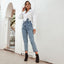 Fashionable and casual high waist slimming straight leg denim pants - Korvel
