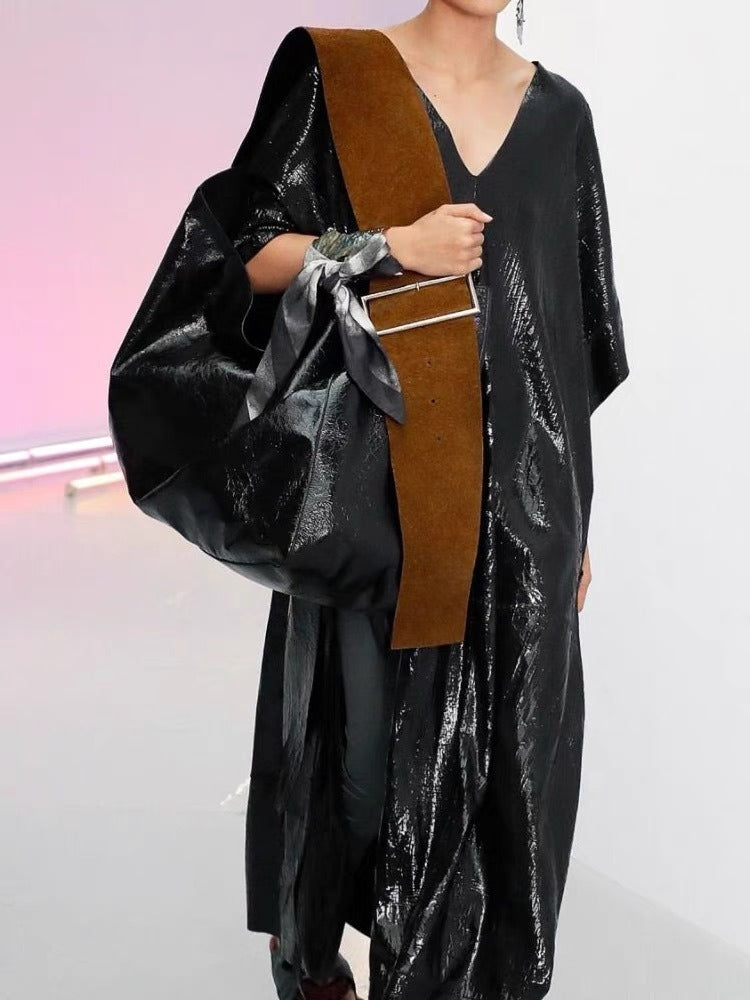 Fashionable and versatile contrasting color dark wide shoulder strap niche design single shoulder crossbody bag trendy - Korvel