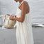 Fashionable and versatile design dress simple sleeveless off shoulder slim fit white long skirt for women - Korvel