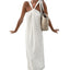 Fashionable and versatile design dress simple sleeveless off shoulder slim fit white long skirt for women - Korvel