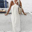 Fashionable and versatile design dress simple sleeveless off shoulder slim fit white long skirt for women - Korvel
