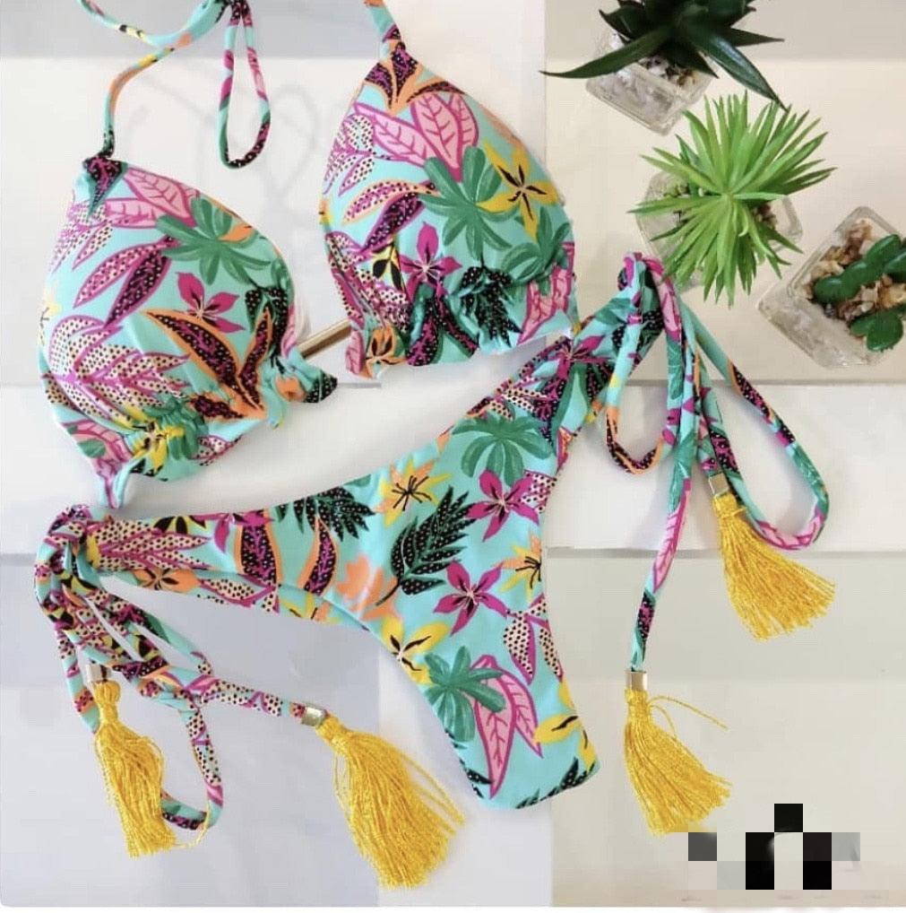 Ensemble de bikini à nouer en ribbed pour femmes à la mode