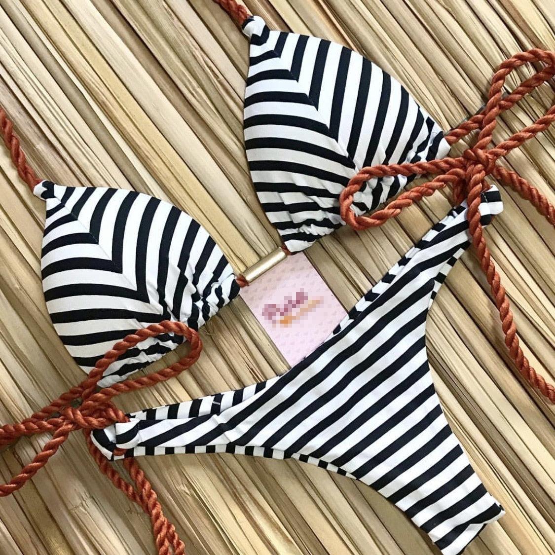 Ensemble de bikini à nouer en ribbed pour femmes à la mode