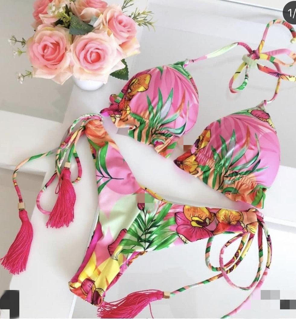 Ensemble de bikini à nouer en ribbed pour femmes à la mode