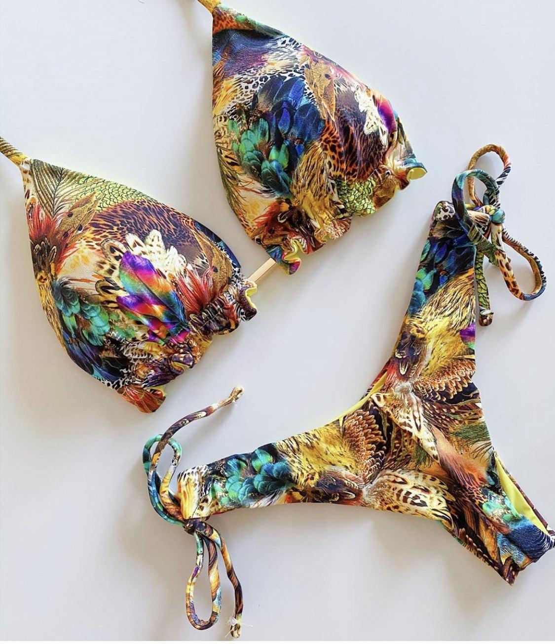 Ensemble de bikini à nouer en ribbed pour femmes à la mode