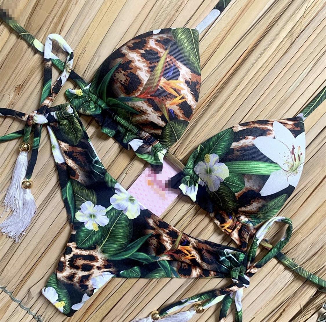 Ensemble de bikini à nouer en ribbed pour femmes à la mode