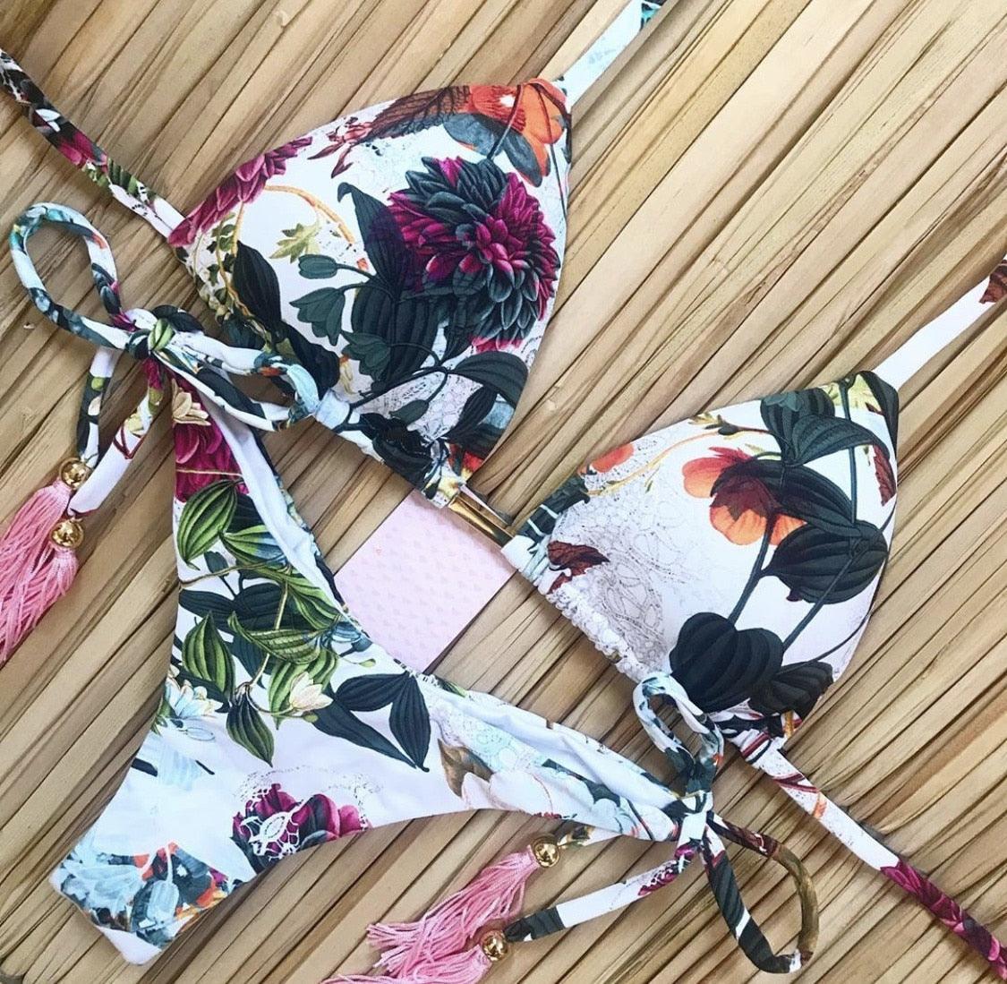 Ensemble de bikini à nouer en ribbed pour femmes à la mode