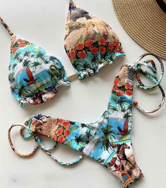 Ensemble de bikini à nouer en ribbed pour femmes à la mode