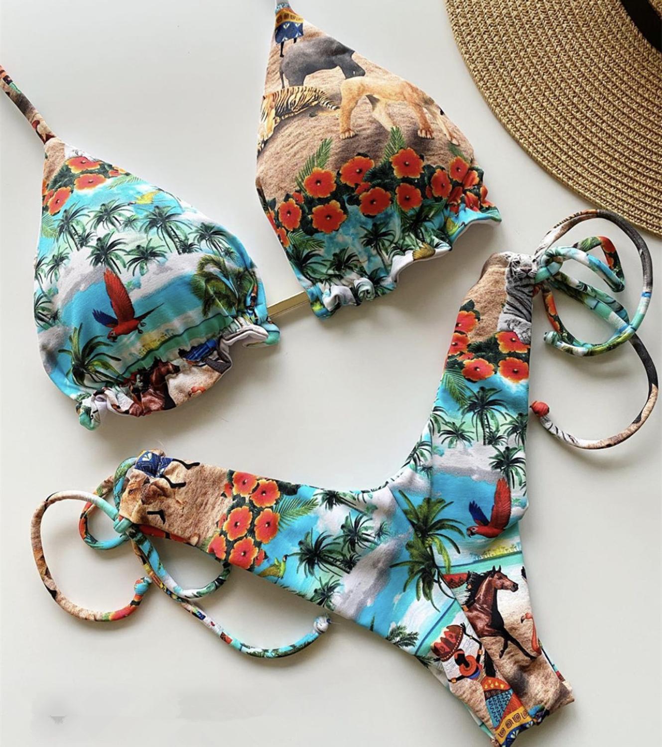 Ensemble de bikini à nouer en ribbed pour femmes à la mode