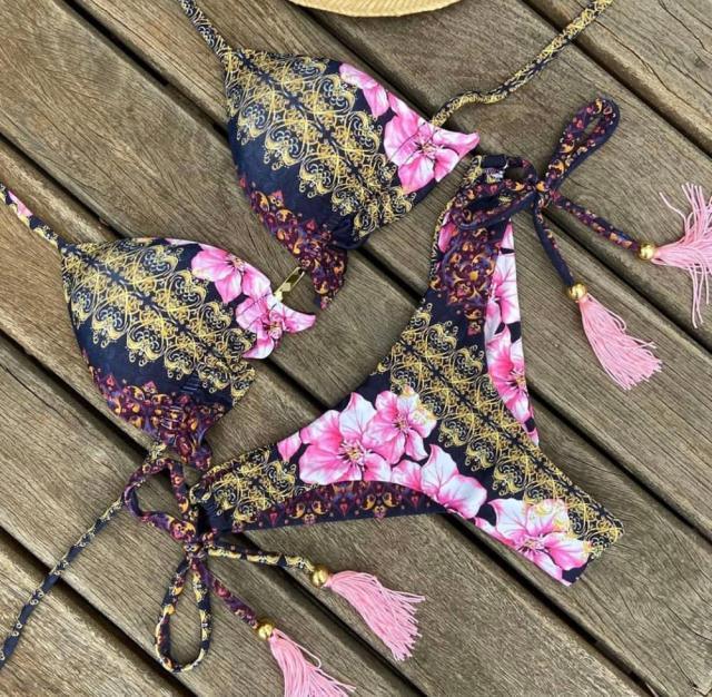 Ensemble de bikini à nouer en ribbed pour femmes à la mode