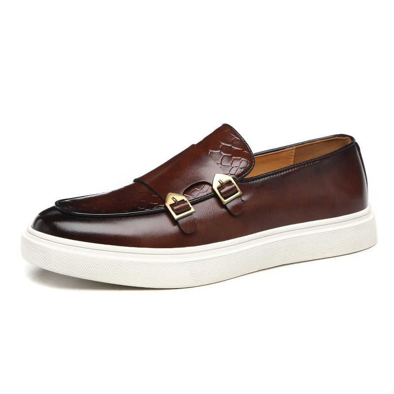 Fashionable casual leather shoes for men, British style shoes, men's summer breathable thick-soled shoes - Korvel