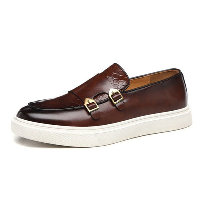 Fashionable casual leather shoes for men, British style shoes, men's summer breathable thick-soled shoes - Korvel