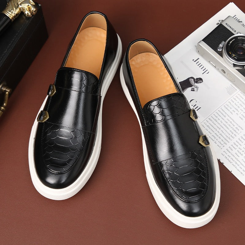 Fashionable casual leather shoes for men, British style shoes, men's summer breathable thick-soled shoes - Korvel