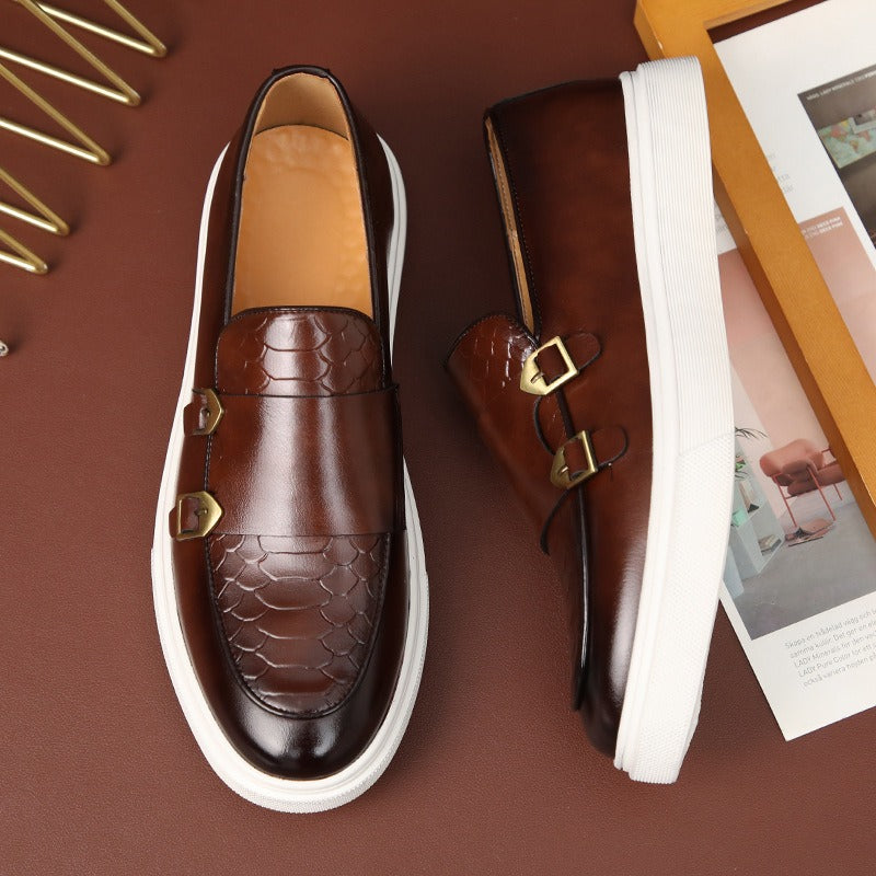 Fashionable casual leather shoes for men, British style shoes, men's summer breathable thick-soled shoes - Korvel