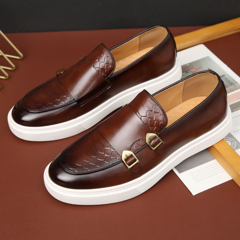 Fashionable casual leather shoes for men, British style shoes, men's summer breathable thick-soled shoes - Korvel