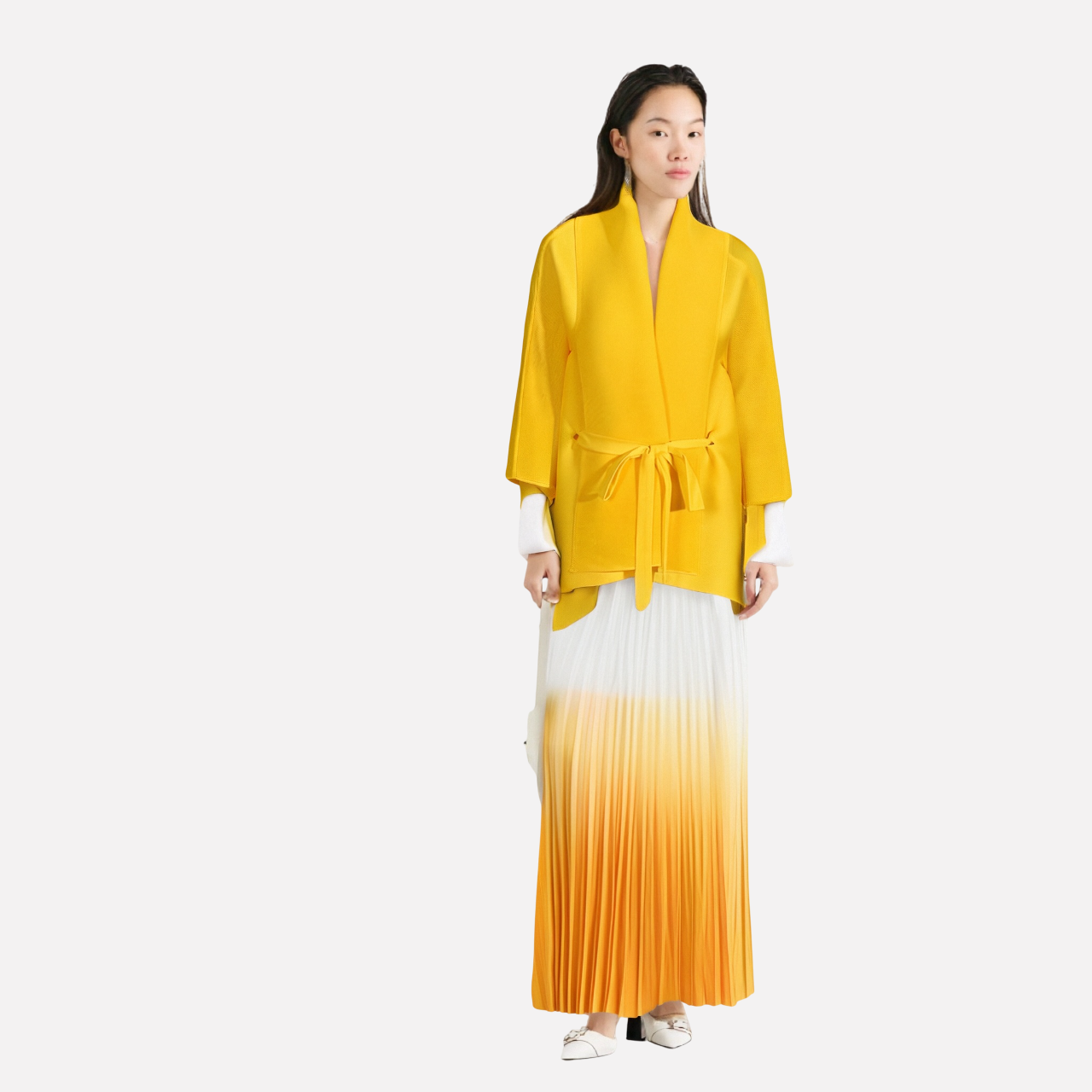 Fashionable casual style set cape shawl style lace up top+pleated skirt - Korvel