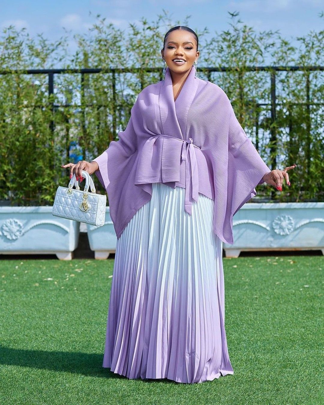 Fashionable casual style set cape shawl style lace up top+pleated skirt - Korvel