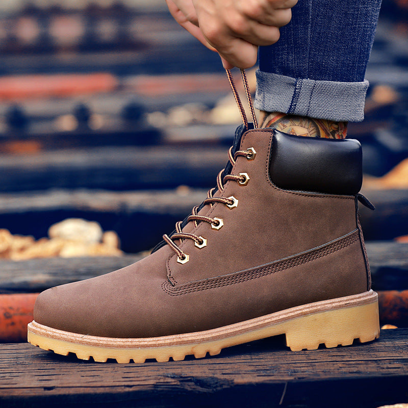 Fashionable high top Martin boots for men casual Baotou workwear shoes autumn and winter men's boots - Korvel