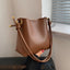 Fashionable Large Capacity Simple One Shoulder Crossbody Bag Retro Texture Bucket Bag Women's Bag - Korvel