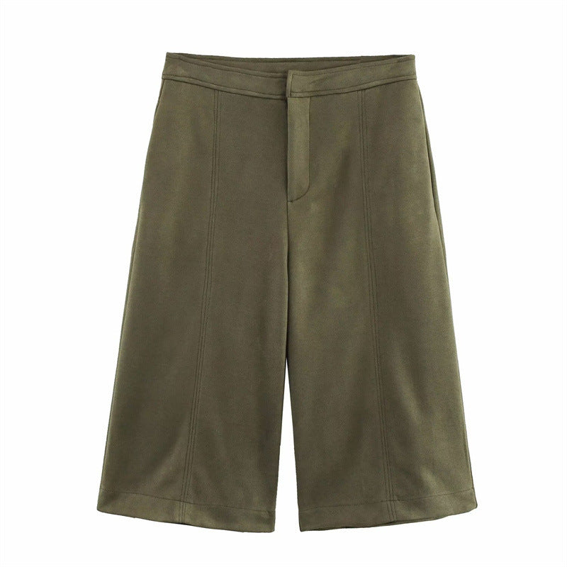 Fashionable lazy suede jacket bomber jacket shorts back skirt jacket set - Korvel