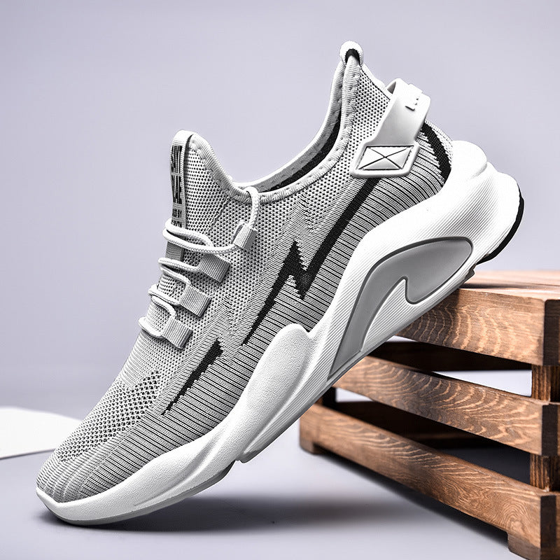 Fashionable Men's Shoes Summer New Breathable Student Casual Shoes Thin, Lightweight, Low cut, Fashionable Thick Bottom Flyknit Sports Shoes - Korvel