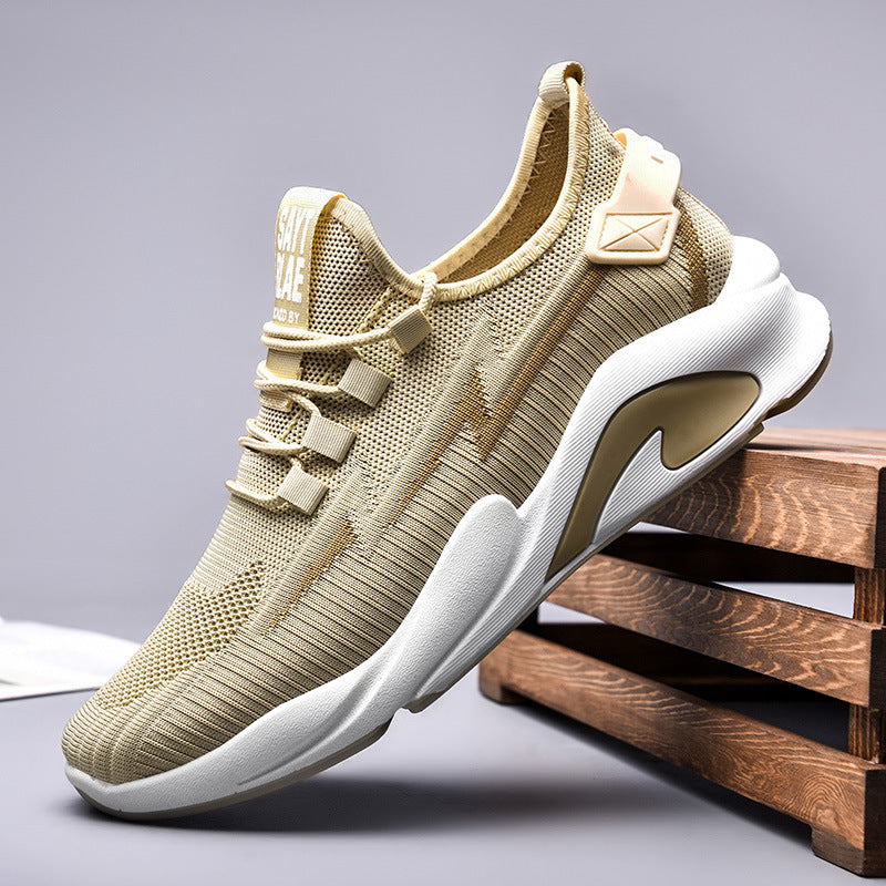 Fashionable Men's Shoes Summer New Breathable Student Casual Shoes Thin, Lightweight, Low cut, Fashionable Thick Bottom Flyknit Sports Shoes - Korvel