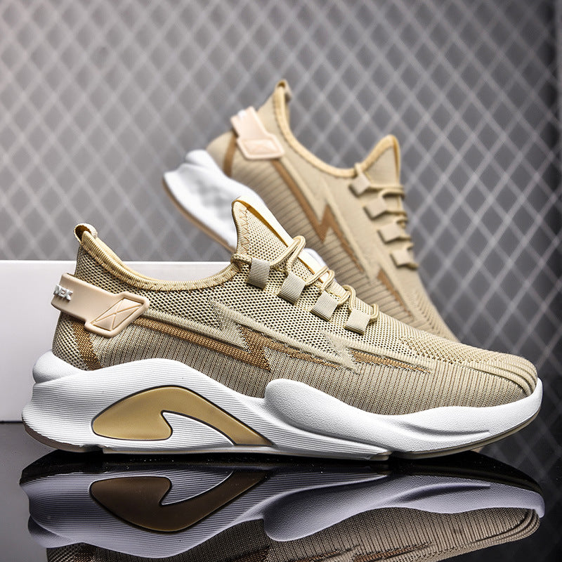 Fashionable Men's Shoes Summer New Breathable Student Casual Shoes Thin, Lightweight, Low cut, Fashionable Thick Bottom Flyknit Sports Shoes - Korvel