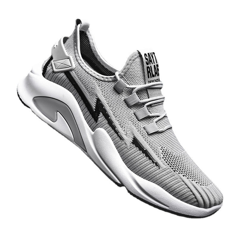 Fashionable Men's Shoes Summer New Breathable Student Casual Shoes Thin, Lightweight, Low cut, Fashionable Thick Bottom Flyknit Sports Shoes - Korvel