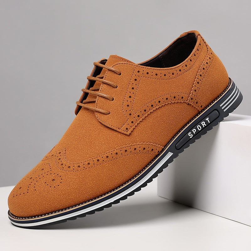Fashionable men's white sole widened carved leather shoes for men - Korvel