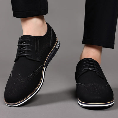 Fashionable men's white sole widened carved leather shoes for men - Korvel
