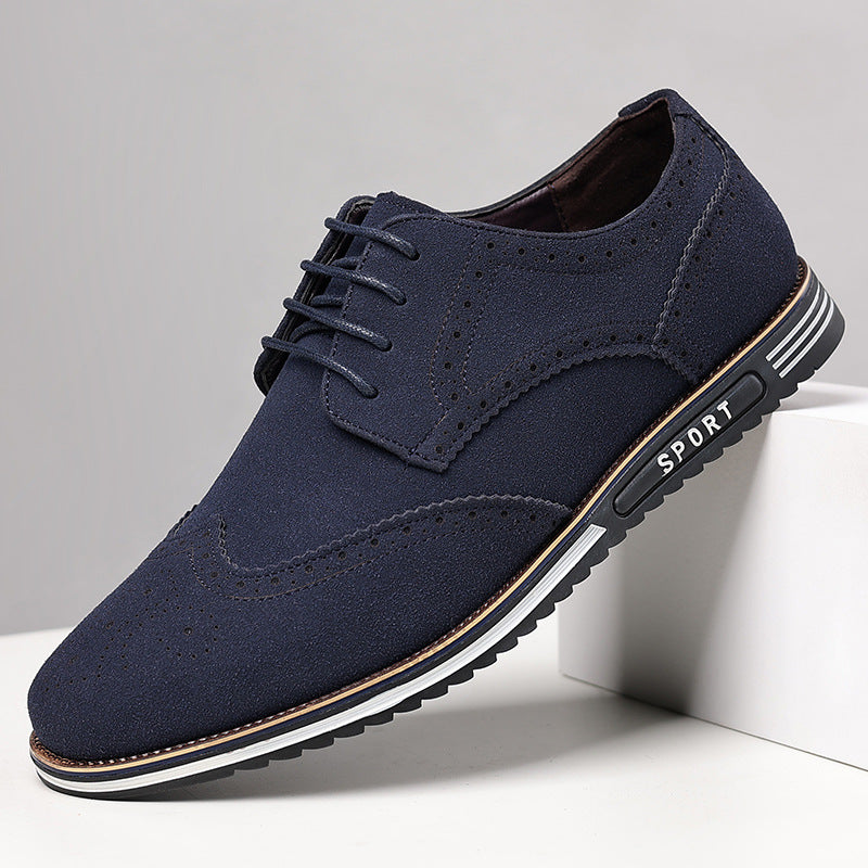Fashionable men's white sole widened carved leather shoes for men - Korvel