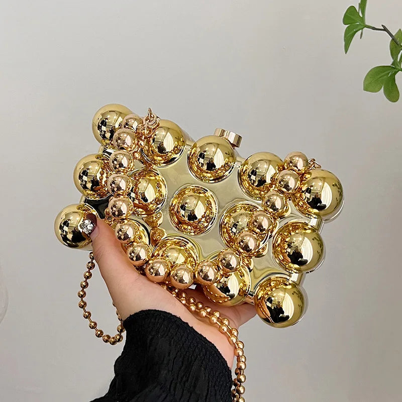 Trendy Mini Lipstick Crossbody Bag with Pearl Chain