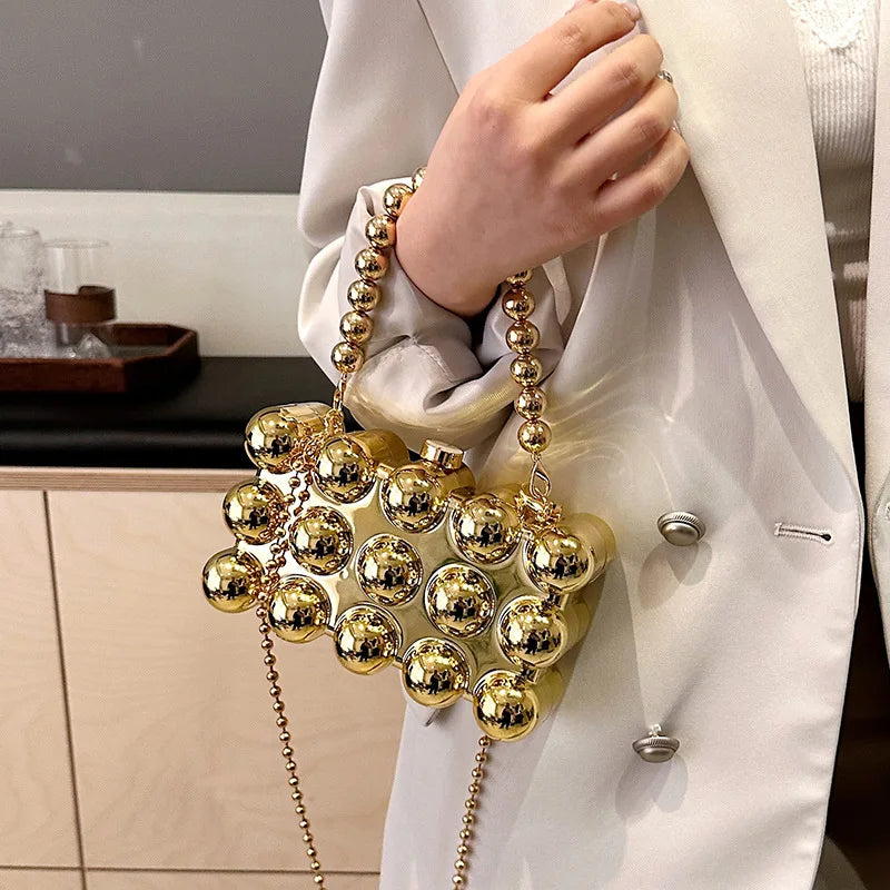 Trendy Mini Lipstick Crossbody Bag with Pearl Chain