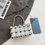 Trendy Mini Lipstick Crossbody Bag with Pearl Chain