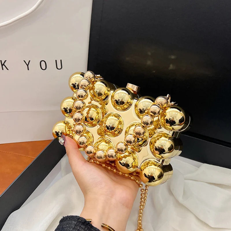 Trendy Mini Lipstick Crossbody Bag with Pearl Chain