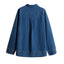 Fashionable retro long sleeved lapel denim shirt top - Korvel