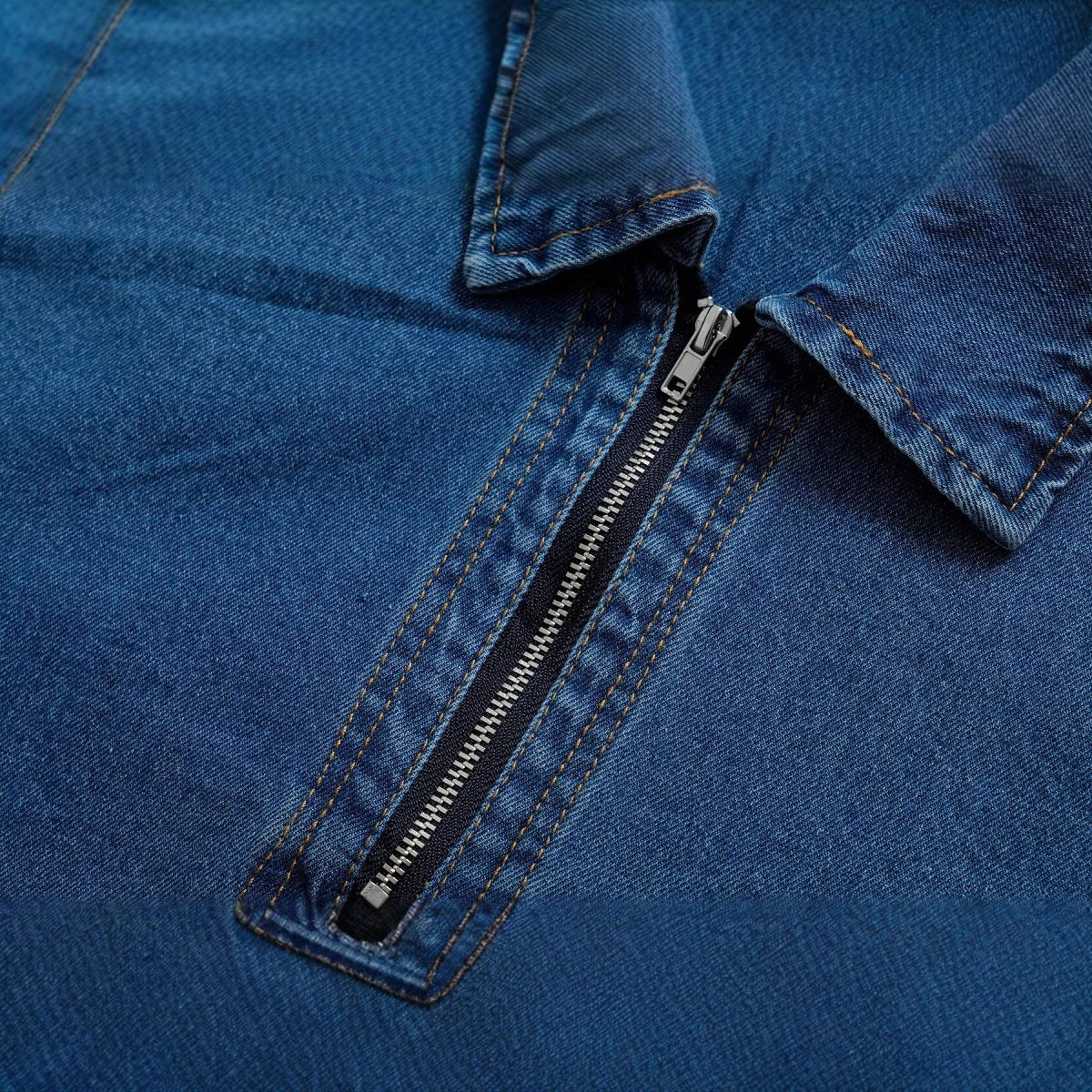 Fashionable retro long sleeved lapel denim shirt top - Korvel
