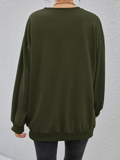 Fashionable round neck long sleeved letter solid color loose hoodie - Korvel