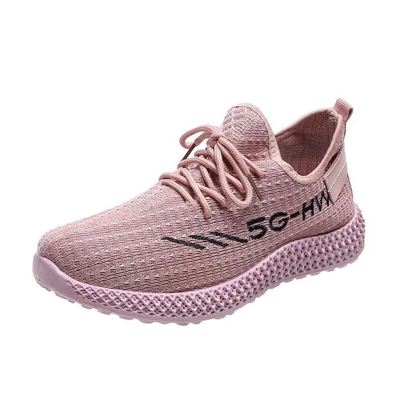 Fashionable running shoes with soft soles trendy fly woven mesh Korean version casual sports single shoes - Korvel
