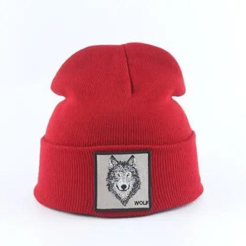 Stylish Unisex Wolf-Themed Knitted Beanie - Cozy Winter Accessory - Korvel
