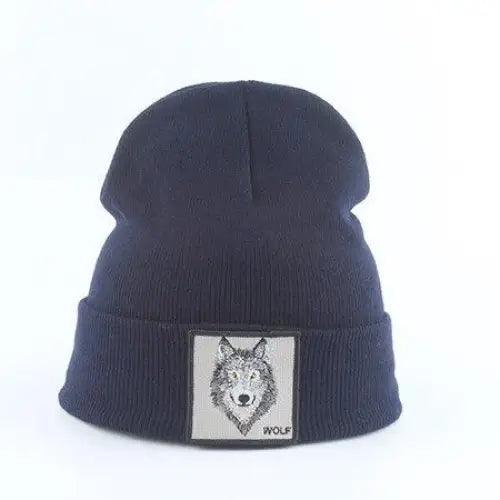 Stylish Unisex Wolf-Themed Knitted Beanie - Cozy Winter Accessory - Korvel
