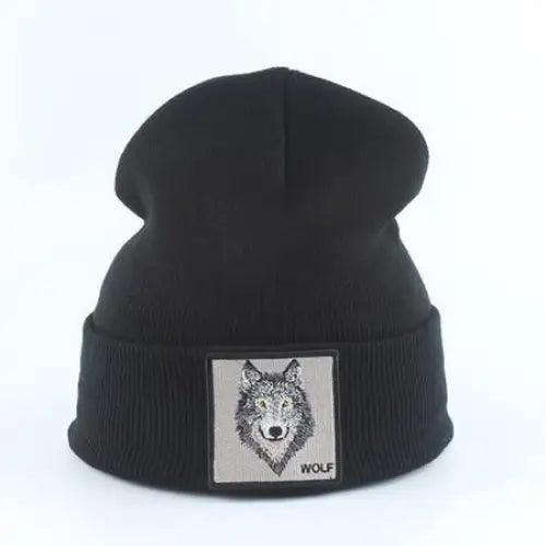Stylish Unisex Wolf-Themed Knitted Beanie - Cozy Winter Accessory - Korvel
