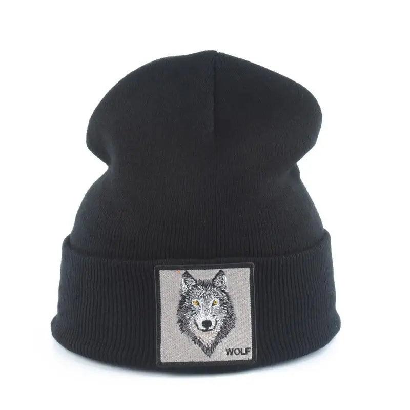 Stylish Unisex Wolf-Themed Knitted Beanie - Cozy Winter Accessory - Korvel